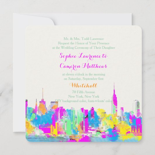 PixDezines rainbow/NYC/DIY背景色 招待状 (裏面)