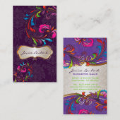 PixDezines Rainbow Swirls+florentius damask 名刺 (正面/裏面)