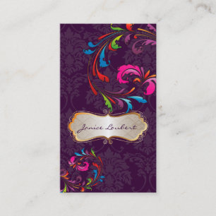 PixDezines Rainbow Swirls+florentius damask 名刺
