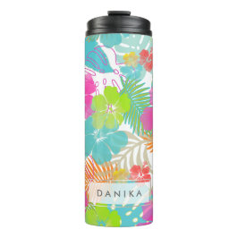 PixDezines Rainforest/ハイビスカス/オレンジ/黄色/青 タンブラー