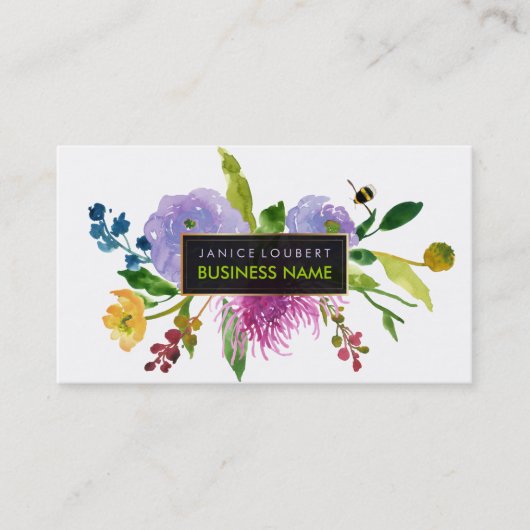 PixDezines ranunculus/水カラー/フローラ 名刺 (正面)