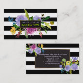 PixDezines ranunculus/weatercolor/フローラ/ストライプ 名刺 (正面/裏面)
