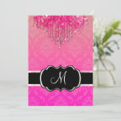 PixDezines Raspberry Chandelier+Vendome Damask/5x7 招待状 (スタンド正面)