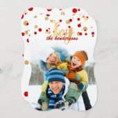 PixDezines red/金ゴールド/フォイルフェイク紙吹雪/休日 シーズンカード (正面/裏面)