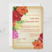 PixDezines red+orange hibiscus+monstera 招待状 (裏面)