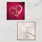 PixDezines Red Sangria金ゴールド共有ザラブ スクエア名刺 (正面/裏面)