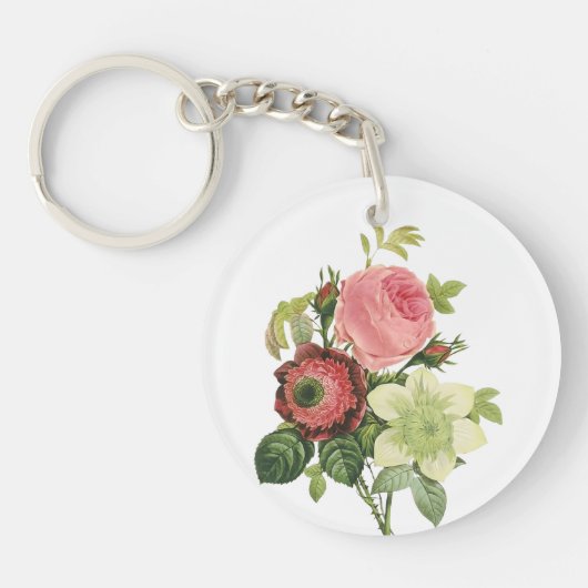 PixDezines redoutte clementine, anemone キーホルダー (正面)