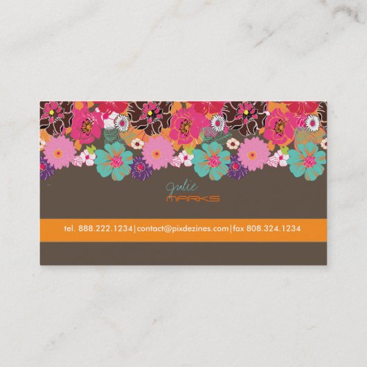 PixDezines Retro Floral 〜 AlegreのDIY背景 名刺 (裏面)