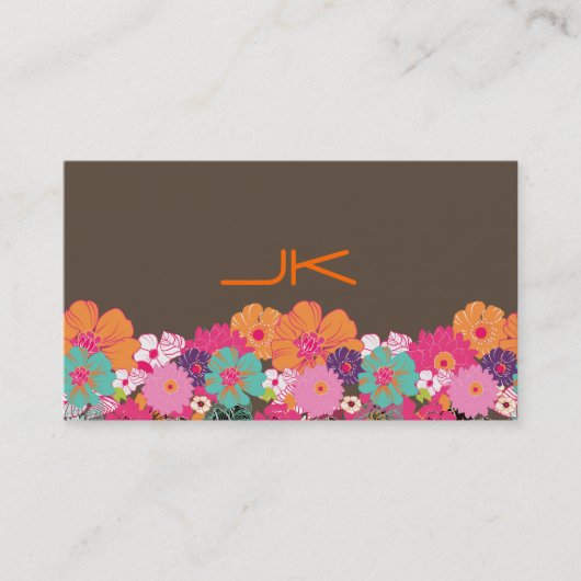 PixDezines Retro Floral 〜 AlegreのDIY背景 名刺 (正面)