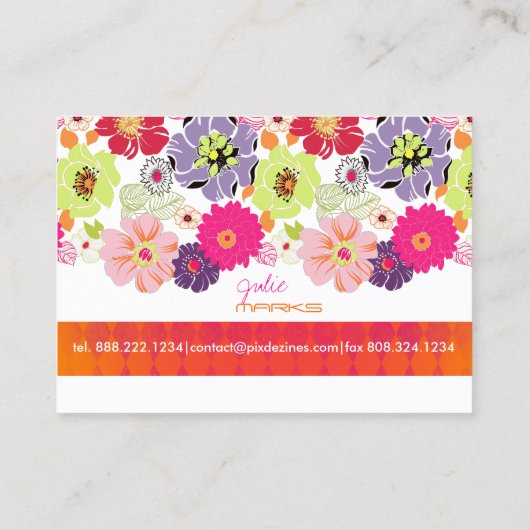 PixDezines Retro Floral ~ Alegre 名刺 (裏面)