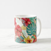 PixDezines Retro Hyper H2 Hawaii Floral Foliage コーヒーマグカップ (正面右)