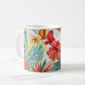 PixDezines Retro Hyper H2 Hawaii Floral Foliage コーヒーマグカップ (正面左)