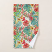 PixDezines Retro Hyper H2 Hawaii Floral Foliage バスタオルセット (ハンドタオル)