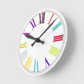 PixDezines Roman Numeros/DIY背景色 ラウンド壁時計 (傾斜)