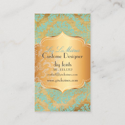 PixDezines Rosette damask/フェイクparchment 名刺 (裏面)