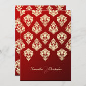 PixDezines Rossellini Damask、アイボリー+ Red Velvet 招待状 (正面/裏面)