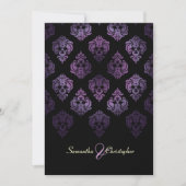 PixDezines Rossellini Damask、Lavender/Black 招待状 (正面)