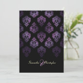 PixDezines Rossellini Damask、Lavender/Black 招待状 (スタンド正面)