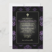 PixDezines Rossellini Damask、Lavender/Black 招待状 (裏面)