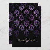 PixDezines Rossellini Damask、Lavender/Black 招待状 (正面/裏面)