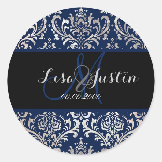 PixDezines Rossi Damask、モノグラム/DIYカラー! ラウンドシール (正面)