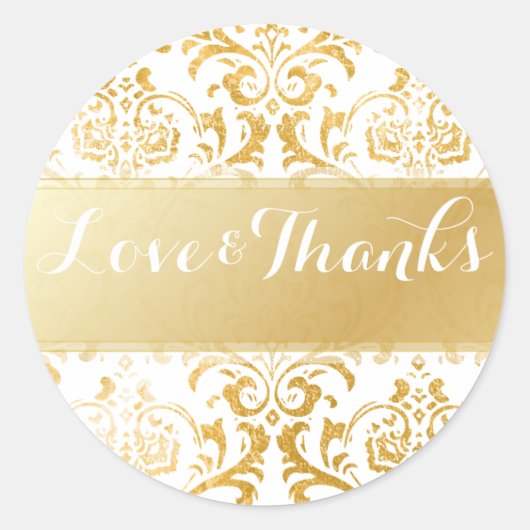 PixDezines rossi damask/ヴィンテージフェイク金ゴールド ラウンドシール (正面)