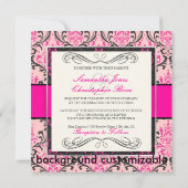 PixDezines Rossi Damask、黒+ピンク 招待状 (裏面)