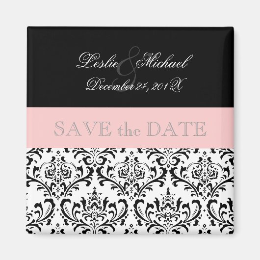 PixDezines Rossi Damask、Black+White マグネット (正面)