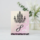 PixDezines Rossi Damask+Chandelierテーブルカード ポストカード (スタンド正面)