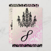 PixDezines Rossi Damask+Chandelierテーブルカード ポストカード (正面/裏面)