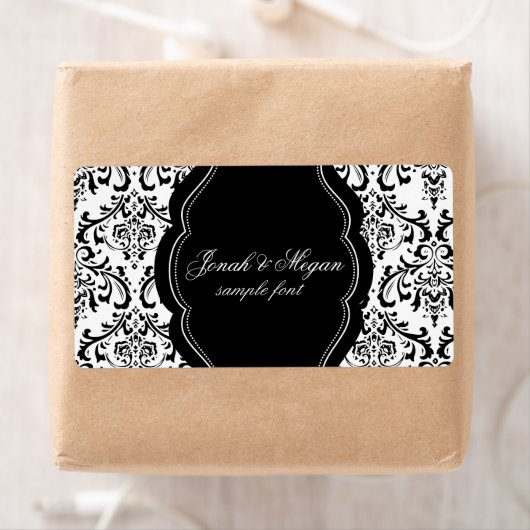 PixDezines Rossi Damask/DIY/black+white ラベル (インサイチュ)