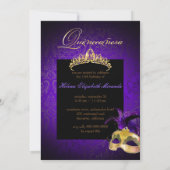PixDezines Rossi Damask/Masquerade/DIY/Purple 招待状 (裏面)