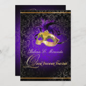 PixDezines Rossi Damask/Masquerade/DIY/Purple 招待状 (正面/裏面)