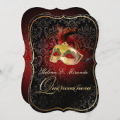 PixDezines Rossi Damask/Masquerade/DIY/Ruby 招待状 (正面/裏面)