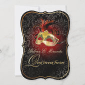 PixDezines Rossi Damask/Masquerade/DIY/Ruby 招待状 (正面)