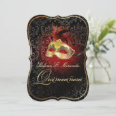 PixDezines Rossi Damask/Masquerade/DIY/Ruby 招待状 (スタンド正面)