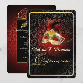 PixDezines Rossi Damask/Masquerade/DIY/Ruby 招待状