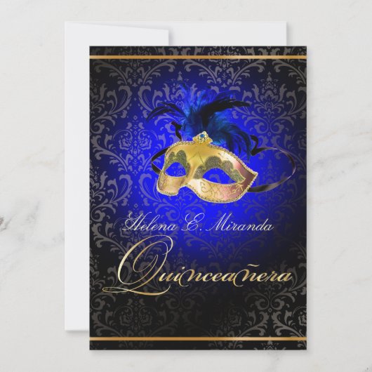 PixDezines Rossi Damask/Masquerade/DIY/sapphire 招待状 (正面)