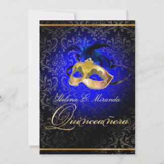 PixDezines Rossi Damask/Masquerade/DIY/sapphire 招待状