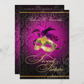 PixDezines Rossi Sweet 16 Masquerade/DIYカラー！! 招待状 (正面/裏面)