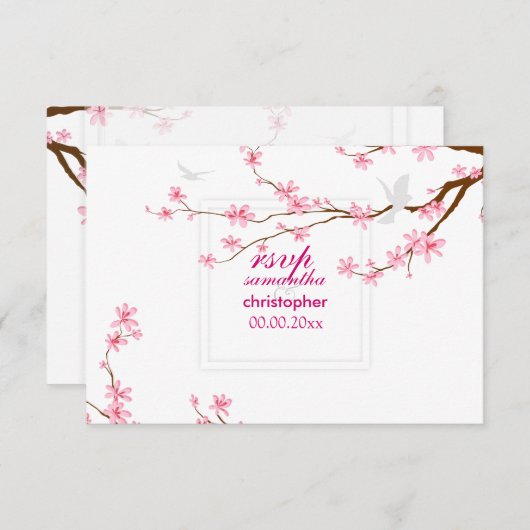 PixDezines RSVPさくらんぼのBROWS/DIYバックグラウンド 出欠カード (正面/裏面)