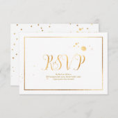 PixDezines RSVPのDazled/フェイク金ゴールド/DIY背景 出欠カード (正面/裏面)