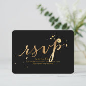 PixDezines RSVPのDazled/フェイク金ゴールド/DIY背景 出欠カード (スタンド正面)