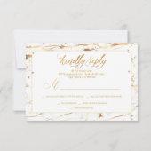 PixDezines RSVPまばゆいフェイク金ゴールド大理石紙吹雪 出欠カード (裏面)