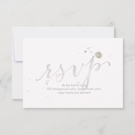 PixDezines RSVPめまい/白フェイク金ゴールド 出欠カード (正面)