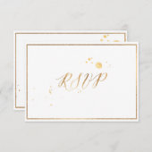 PixDezines RSVPクラシック金ゴールドフェイク/DIYカラー 出欠カード (正面/裏面)