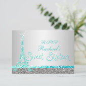 PixDezines rsvpグリッターエッフェル/sweet sixteen 出欠カード (スタンド正面)