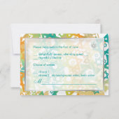 PixDezines rsvpスターモダン/バー（ユダヤ教の）バル・ミツバー/オレンジ+ティール（緑 出欠カード (裏面)