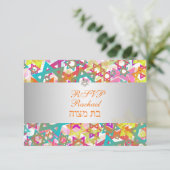 PixDezines rsvpスターモダン/バー(ユダヤ教の)バル・ミツバー 出欠カード (スタンド正面)