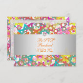 PixDezines rsvpスターモダン/バー(ユダヤ教の)バル・ミツバー 出欠カード (正面/裏面)